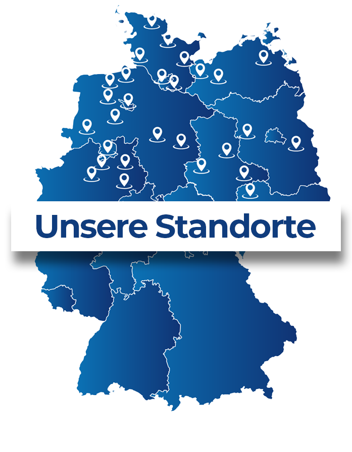 Bild zeigt eine Landkarte mit den Standorten